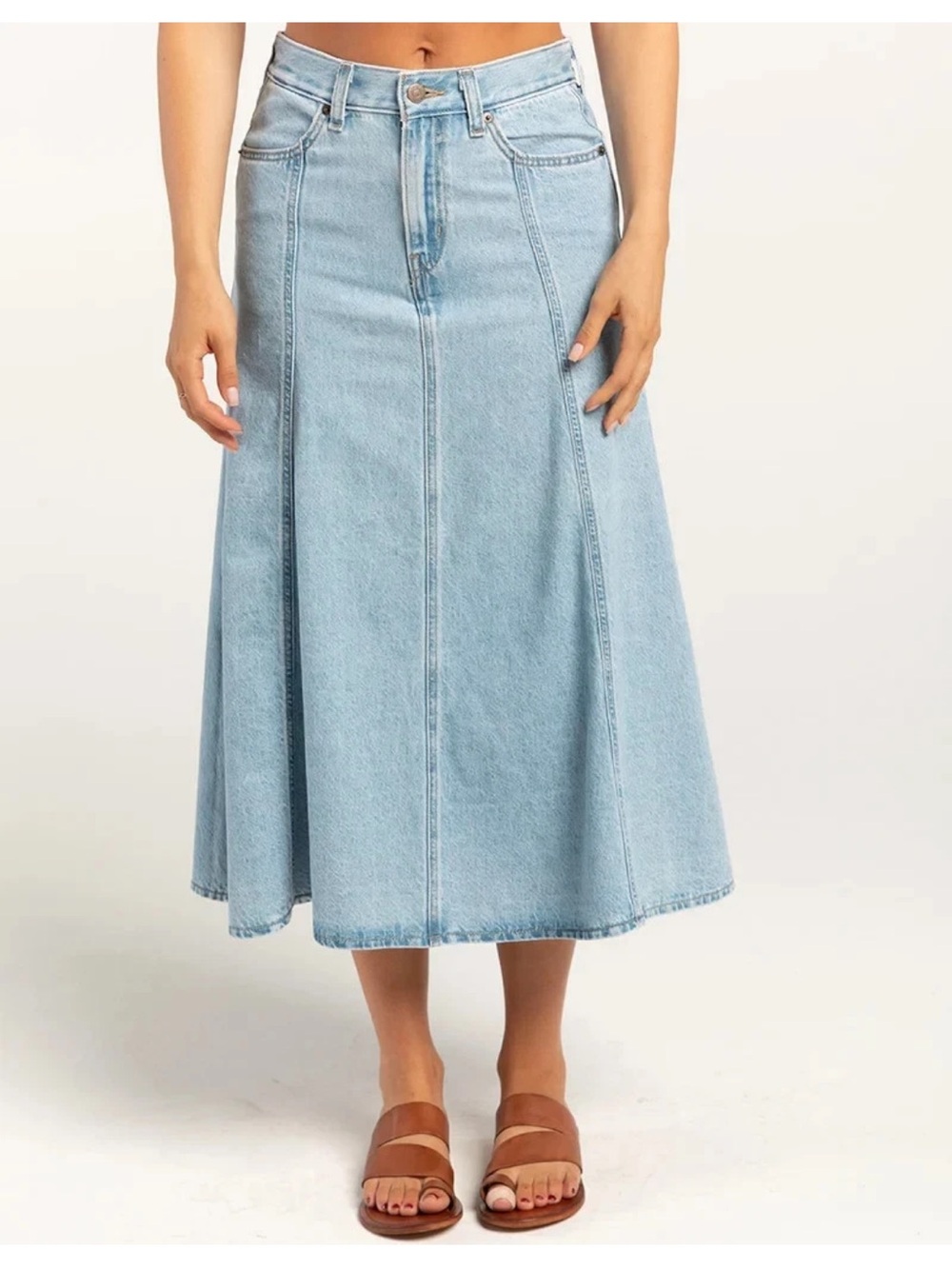 Levi's Fit & Flare Light Blue Denim Midi Skirt Women’s Size 33
